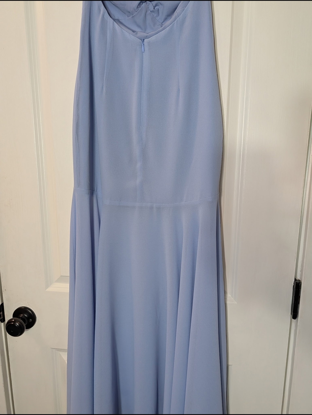 Strapless Light Blue Chiffon Maxi Dress with Neck Band - Picture 8 of 9